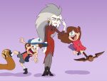  avian bird clothing crossover dipper_pines disney eda_clawthorne female flying gravity_falls group hair hi_res hooty_(the_owl_house) human humanoid humanoid_pointy_ears long_hair mabel_pines male mammal owl scottforester17 sibling_(lore) simple_background staff the_owl_house witch_(the_owl_house) 