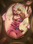  art blonde_hair cloud giorno_giovanna green_eyes jjba jojo_no_kimyou_na_bouken petals pink_shirt shirt sky 