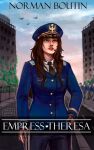  1girl aircraft airplane army artist_name black_necktie black_pants blue_eyes blue_headwear blue_jacket blue_sky brown_hair building buttons character_name cloud collared_shirt commentary copyright_name cowboy_shot derivative_work empress_theresa english_commentary hair_over_shoulder hat headset highres jacket long_hair long_sleeves looking_ahead making-of_available military_hat military_uniform nail_polish necktie outdoors pants parted_lips patch realistic red_lips red_nails road sasoes shirt sidewalk signature sky smile smoke solo sunrise teeth theresa_hartley uniform white_shirt 