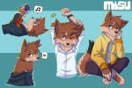  anthro black_tail blep blue_eyes blush book brown_body brown_fur canid cheek_tuft clothed clothing dipstick_tail facial_tuft fur glistening glistening_eyes hi_res jacket kuttoyaki looking_at_viewer male mammal markings mouth_closed narrowed_eyes one_eye_closed reading reading_book red_tongue simple_background solo tail tail_markings tan_body tan_fur tongue tongue_out topwear tuft white_clothing white_topwear yellow_clothing yellow_jacket_(clothing) yellow_topwear 