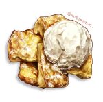  artist_name food food_focus french_toast highres ice_cream mitomaton no_humans original realistic simple_background still_life sugar_(food) twitter_username white_background 