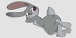  2023 3_toes absurd_res ass_up blush butt countershading disney feet female foot_focus fur genitals grey_body grey_fur hi_res judy_hopps lagomorph leporid long_ears looking_back lying mammal mochii_tiger nipples nude on_front pose pussy rabbit scut_tail short_tail simple_background smile solo tail toes zootopia 