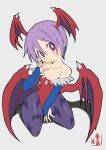  1girl animal_print bare_shoulders bat_print bat_wings breasts bridal_gauntlets cleavage collarbone demon_girl diamond_cutout hair_between_eyes head_wings highres leotard lilith_aensland looking_at_viewer low_wings miyata_(lhr) pantyhose print_pantyhose purple_hair red_eyes red_leotard seiza short_hair sitting small_breasts solo vampire_(game) wings 