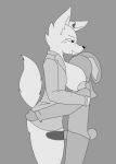  animated anthro areola biped bodily_fluids breasts canid canine drooling duo erection female fox genitals lagomorph leporid male male/female mammal monochrome nipples penis rabbit saliva sex short_playtime stevenf94 thigh_sex 