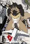  absurd_res airport anthro canid canine hi_res karidas_(rexroyale) macro male mammal maned_wolf microtransac nonbinary_(lore) solo 