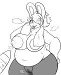  after_transformation age_progression anthro belly big_belly big_breasts big_butt blush bodily_fluids breasts buckteeth butt carrot clothed clothing female flustered food fur gender_transformation genitals hair hi_res lagomorph lassodraw legacy_(linkthehero5555) leporid mammal mature_female nintendo partially_clothed paws plant ponytail pussy rabbit slightly_chubby soaked solo star_fox sweat sweatdrop sweatpants swollen_breasts tail tail_tuft teeth towel transformation tuft vegetable 