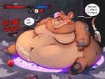  bad_end bad_ending bell bell_collar blush buckteeth collar dialogue dungeon female game_over gameplay_mechanics hud magic magic_circle mammal mouse murid murine overweight overweight_female rat respecies rodent status_effect tail tail_wraps teeth text trevor-fox_(character) weight_gain wraps 