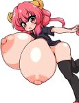  animal_humanoid areola big_breasts breasts butt clothed clothing dragon dragon_humanoid female hair hi_res horn horned_humanoid huge_breasts humanoid humanoid_pointy_ears hyper hyper_breasts ilulu legwear looking_at_viewer miss_kobayashi&#039;s_dragon_maid mostly_nude moyashi_udon nipples open_mouth pink_areola pink_eyes pink_hair pink_nipples raised_clothing raised_shirt raised_topwear shirt solo thigh_highs topwear white_body white_skin 
