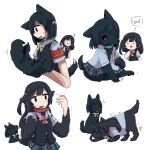  1:1 animal_humanoid black_body black_fur black_hair bodily_fluids bone bottomwear canid canid_humanoid canine canine_humanoid canis clothing collar dog_humanoid domestic_dog duo emanata explicit_source female feral fur hair hi_res human human_to_feral humanoid kiruzzy love_live! love_live!_nijigasaki_school_idol_club mammal mammal_humanoid pattern_bottomwear pattern_clothing pattern_skirt plaid plaid_bottomwear plaid_clothing plaid_skirt ribbons school_uniform setsuna_yuki shioriko_mifune shirt simple_background skirt species_transformation surprised_expression sweat thought_bubble topwear transformation transformation_sequence uniform vest white_background 