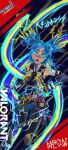  blue_eyes blue_hair electricity highres neon_(valorant) non-web_source running short_twintails thunder twintails valorant 