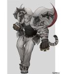  1boy absurdres arknights bara brass_knuckles chain elzatch1 furry furry_male highres jewelry mountain_(arknights) multiple_scars scar scar_across_eye scar_on_arm scar_on_face simple_background solo striped tail tiger_boy tiger_tail weapon white_fur 