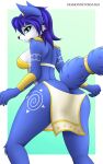  2023 absurd_res anthro artist_name blue_body blue_fur breasts butt canid canine diamondstorm digital_media_(artwork) female fox fur hi_res krystal mammal nintendo solo star_fox teeth thick_thighs wide_hips year 