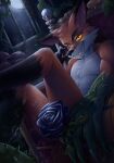  black_flower black_rose flower fox_boy furry furry_male highres non-web_source orange_eyes orange_fur plant rose smirk sparkitty throne vines 