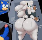  absurd_res anthro ass_clapping big_butt big_penis blue_body bovid butt caprine clothing coffee_demon eulipotyphlan female genitals green_eyes gym_clothing hedgehog hi_res huge_butt idw_publishing lanolin_the_sheep_(sonic) male mammal penis sega sheep solo sonic_the_hedgehog sonic_the_hedgehog_(comics) sonic_the_hedgehog_(idw) sonic_the_hedgehog_(series) sulcus white_body 