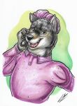  absurd_res anthro big_bad_wolf_(shrek) canid canine canis clothed clothing copic_markers crossdressing cute_expression digital_media_(artwork) drawing dreamworks dress fangs from_front_position fur green_eyes grey_body grey_fur hand_on_cheek happy hi_res illustration looking_at_viewer lupiarts male mammal multicolored_body multicolored_fur open_mouth pawpads pink_clothing pink_dress pose shrek_(series) signature smile smiling_at_viewer solo teeth traditional_media_(artwork) two_tone_body two_tone_fur white_body white_fur wolf 
