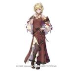  1girl bare_shoulders belt black_belt black_footwear black_pantyhose blonde_hair boots brown_dress citrinne_(fire_emblem) commentary_request dress fire_emblem fire_emblem_engage fire_emblem_heroes full_body hand_on_own_chest jewelry long_sleeves looking_at_viewer ne-on neck_ring official_art pantyhose red_eyes short_hair simple_background sleeveless sleeveless_dress smile solo standing white_background wing_hair_ornament 
