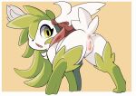  2023 anus butt clitoris digital_media_(artwork) female feral generation_4_pokemon genitals green_eyes hi_res humanoid_genitalia humanoid_pussy humanoid_pussy_on_feral legendary_pokemon looking_back luuriolu nintendo pokemon pokemon_(species) pussy rear_view shaded shaymin simple_background sky_forme_shaymin solo white_body 