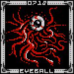  16-bit 1:1 1_eye ambiguous_gender black_background border digital_media_(artwork) english_text eye_creature eyeball feral glistening glistening_eyes gore grey_border grey_text kiyohimefuck looking_at_viewer number organ_creature partially_colored pixel_(artwork) restricted_palette scp-718 scp_foundation simple_background solo tendrils text vein 