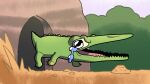  alligator alligatorid ambiguous_gender bodily_fluids claws crocodilian crying detailed_background dinosaur drawfee drawfee_(copyright) feral furrowed_brow hi_res jacob_andrews reptile scalie sharp_teeth solo spines tail tears teeth toe_claws 