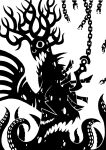 2014 3_eyes 4_horns 6_fingers ambiguous_gender antlers arm_spikes black_and_white broken_chain cephalopod_taur chain digital_drawing_(artwork) digital_media_(artwork) elbow_spikes eldritch_abomination fingers hi_res hook horn horned_humanoid humanoid impalement male monochrome monster multi_eye multi_horn multi_mouth open_mouth scp-2317-k scp_foundation sharp_teeth simple_background solo spikes spikes_(anatomy) suckers sunnyclockwork taur teeth tentacles white_background 