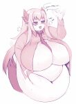  2023 animal_humanoid belly big_belly big_breasts big_butt blush blush_lines bodily_fluids breasts breath butt cakecatboy clothing dialogue dragon dragon_humanoid female freya_(cowszers) hair hi_res horn horned_humanoid huge_breasts huge_thighs humanoid humanoid_pointy_ears hyper hyper_belly hyper_breasts morbidly_obese morbidly_obese_female morbidly_obese_humanoid navel necktie obese obese_female obese_humanoid open_mouth overweight overweight_female overweight_humanoid panting pink_eyes pink_hair side_boob signature simple_background solo sound_effects speech_bubble sweat text thick_thighs tongue tongue_out 