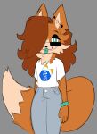  anthro bracelet brown_hair canid canine canis copper_(copperthejackal) copperthejackal e621 eyewear fur girly green_eyes hair hi_res jackal jewelry male mammal orange_body orange_fur solo sunglasses wide_hips 