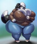  absurd_res anthro areola areola_slip bernese_mountain_dog big_breasts black_hair blue_eyes breasts bulging_breasts camel_toe canid canine canis cleavage clothed clothing curvy_figure dog_tail domestic_dog eyebrows female fully_clothed genitals hair hi_res huge_breasts huge_thighs hyper hyper_breasts mammal molosser mountain_dog nipple_outline obese obese_anthro obese_female overweight overweight_anthro overweight_female sam_(thesammon) short_hair solo swiss_mountain_dog tail thick_thighs tight_clothing vdisco voluptuous white_hair wide_hips zipper 