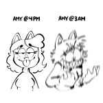  amy_(creator_ant) angry anthro black_and_white clothed clothing creator_ant duo eyelashes female hair hi_res long_hair monochrome relaxing simple_background solo 