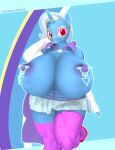  3d_(artwork) anthro areola big_areola big_breasts big_butt big_nipples blue_body bottomwear breasts butt cape clothed clothing colored_nails digital_media_(artwork) ear_piercing ear_ring equid equine eyewear female friendship_is_magic fur glasses gloves hair handwear hasbro hi_res horn horse huge_areola huge_breasts huge_butt huge_nipples huge_thighs ik_related jewelry latex latex_gloves latex_stockings looking_at_viewer mammal miniskirt multicolored_hair my_little_pony nails nipple_piercing nipples nude panties piercing pony purple_eyes ring_piercing simple_background skirt smile solo thick_thighs trixie_(mlp) two_tone_hair underwear unicorn widescreen 