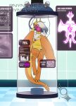  anthro claws digital_media_(artwork) dragon egg electrode english_text feet female hair hi_res horn hypnosis hypnotic_eyes hypnotic_visor inner_ear_fluff laboratory looking_at_viewer machine mask mind_control nude open_mouth pregnant scalie science solo tail taiomifox tank text toes tongue tongue_out tuft vehicle water wings wyvern 