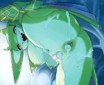 1girl after_anal after_sex after_vaginal blush censored cum cum_in_ass cum_in_pussy cum_overflow highres jewelry looking_at_viewer mdthetest mosaic_censoring nipples open_mouth smile the_legend_of_zelda the_legend_of_zelda:_tears_of_the_kingdom yona_(zelda) zora 