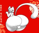  anthro anthrofied backsack balls big_butt bubble_butt butt butt_focus cat_tail cheek_tuft crazyassfox22 domestic_cat facial_tuft felid feline felis genitals hair looking_back male mammal monochrome_fur off_(game) pablo_(off) paws smile solo teeth teeth_showing tuft white_hair 