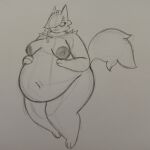  &lt;3 1:1 2021 anthro areola big_areola biped breasts casey_(chip_at_night) chest_tuft chip_at_night domestic_cat felid feline felis female fur graphite_(artwork) guide_lines hair hand_on_stomach hi_res huge_belly mammal navel nipples overweight overweight_anthro overweight_female paws pencil_(artwork) shoulder_tuft sketch slightly_chubby smile solo tail thick_thighs traditional_media_(artwork) tuft wide_hips 