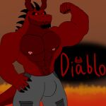  abs absurd_res anthro bottomwear clothed clothing coffee_dragon demon dragon flexing hi_res horn male muscular muscular_male pants partially_clothed pecs scalie solo standing tail unknownzerr0 