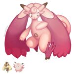  1:1 4_ears ambiguous_gender anthro blush claws clefable colored ear_markings full-length_portrait fur generation_1_pokemon generation_4_pokemon head_tuft hi_res hybrid katherine_murray leg_markings long_ears lopunny markings multi_ear nintendo pink_body pink_fur pink_nose pokemon pokemon_(species) portrait shaded socks_(marking) solo tail toe_claws tuft 