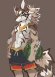  2019 absurd_res anthro athletic athletic_anthro athletic_male bl_s21 black_nose bottomwear brown_body brown_fur canid canine canis clothed clothing collar facial_markings food fruit fur gold_(metal) gold_jewelry green_eyes head_markings hi_res holding_food holding_fruit holding_melon holding_object holding_watermelon jackal jewelry lifewonders looking_away male mammal markings melon multicolored_body multicolored_fur plant seth_(tas) shorts simple_background sketch solo striped_body striped_fur stripes tokyo_afterschool_summoners topless topless_anthro topless_male two_tone_body two_tone_fur watermelon white_body white_fur 