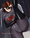  barleyshake breasts brown_hair curvy helen_parr highres large_breasts mask skin_tight the_incredibles 