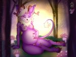  absurd_res anthro eyes_closed fan_character female forest fur hi_res hornyforest huge_filesize humanoid mascot plant pregnant pregnant_female solo tree ych_result 