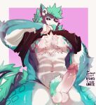  abs accessory animal_humanoid anthro areola balls barazoku big_muscles black_sclera blue_body blue_eyes blue_fur bodily_fluids bottomless canid canid_humanoid canine canine_humanoid canis chest_tuft clothed clothing clothing_lift countershade_torso countershading dragon_tail ear_piercing ear_ring english_text fangs fluffy fur genital_fluids genitals glans green_body green_fur green_tongue hairy hands_behind_back huge_muscles humanoid koko2unite looking_at_viewer looking_down looking_down_at_viewer low-angle_view male mammal mammal_humanoid mohawk multicolored_body multicolored_fur muscular muscular_anthro muscular_male navel neck_tuft nipples nude pecs penis piercing pink_eyes pink_glans pink_penis pourwatter raised_clothing raised_shirt raised_topwear ring_piercing shirt shirt_grab shirt_only sickle solo sweat syalanko teeth text tongue tongue_out topwear topwear_only triceps tuft wet wet_body white_balls white_body white_fur wolf wolf_humanoid 