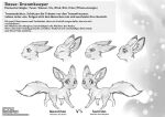  ambiguous_gender canid canine fennec feral fox german_text mammal model_sheet monochrome rukifox side_view text translated 