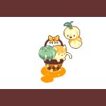  basket bow cat english_commentary ghost gourd letterboxed limited_palette mo.ram no_humans orange_bow original pixel_art shadow simple_background white_background 