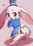  anthro big_butt blush butt clothed clothing emul_(shangri-la_frontier) female fur hi_res lagomorph leporid looking_back mammal mohurin rabbit shangri-la_frontier solo white_body white_fur 