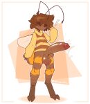 absurd_res antennae_(anatomy) anthro arthropod balls bee big_balls big_penis bodily_fluids bottomless brown_hair clothed clothing cum freckles front_view genital_fluids genitals girly hair hi_res hoodie hoodie_only huge_penis hymenopteran insect insect_wings long_penis male mazus_(tinysmallman) penis solo standing striped_body stripes tinysmallman topwear topwear_only wings 