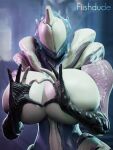  &lt;3 3d_(artwork) android big_breasts breasts cleavage clothed clothing digital_media_(artwork) featureless_breasts featureless_face female fiishdude hi_res horn huge_breasts humanoid machine multicolored_body robot saryn_(warframe) small_waist solo warframe wide_hips 