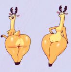  2023 anthro antlers big_butt breasts bubble_butt butt countershade_butt countershade_torso countershading deer derp_eyes digital_media_(artwork) disney eyelashes female genitals gluestudd hand_on_hip hooves horn kiff_(series) long_neck mammal miss_deer_teacher new_world_deer open_mouth open_smile pussy small_waist smile solo thick_thighs wide_hips 