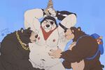  2023 anthro anthro_on_anthro armband armor armpit_fetish armpit_hair armpit_lick armpit_play arms_above_head arms_tied baby_bear_(puss_in_boots) backpack banjo-kazooie banjo_(banjo-kazooie) bear belly biceps big_muscles blue_background blush bodily_fluids body_hair bound claws clenched_teeth clothing cosmictail crossover deltoids dreamworks epic_games eyebrows fingerless_gloves fortnite fur gloves group group_sex handjob handwear headgear helmet hi_res jewelry licking male male/male mammal muscular muscular_anthro muscular_male navel neckerchief necklace nipple_fetish nipple_lick nipple_play nipples nude offscreen_sex pecs penile polar_bear polar_patroller puss_in_boots_(film) puss_in_boots_the_last_wish rareware rope saliva saliva_string sex signature simple_background sweat teeth threesome tongue tongue_out trio tuft ursine 
