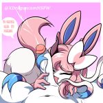  absurd_res anthro bodily_fluids cum cum_on_face demon duo eeveelution female first_person_view fur generation_6_pokemon genital_fluids genitals hair hi_res male male/female nintendo oral penis pink_hair pink_hands pokemon pokemon_(species) pov_blowjob ribbons simple_background spanish_text succubus sylveon text tongue_on_penis translation_request white_body white_fur xdragoncam 