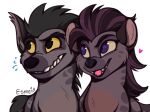  &lt;3 disney duo esmeia fangs female feral hyena janja_(the_lion_guard) jasiri_(the_lion_guard) looking_aside looking_at_another male mammal open_mouth open_smile simple_background smile spotted_hyena teeth the_lion_guard the_lion_king tongue white_background 