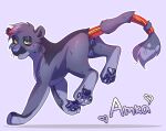  amka anus felid female feral fur genitals looking_at_viewer mammal pantherine purple_body purple_fur pussy solo 