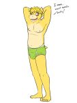  3:4 anthro anthrofied briefs briefs_only bulge clothed clothing dialogue english_text full-length_portrait fuze generation_3_pokemon green_briefs green_clothing green_underwear hands_behind_head hi_res male navel nintendo nipples numel pokemon pokemon_(species) pokemorph portrait rodd_(fuze) simple_background solo text topless underwear underwear_only white_background 